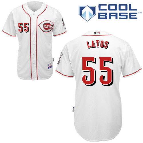 Mat Latos #55 MLB Jersey-Cincinnati Reds Men's Authentic Home White Cool Base Baseball Jersey